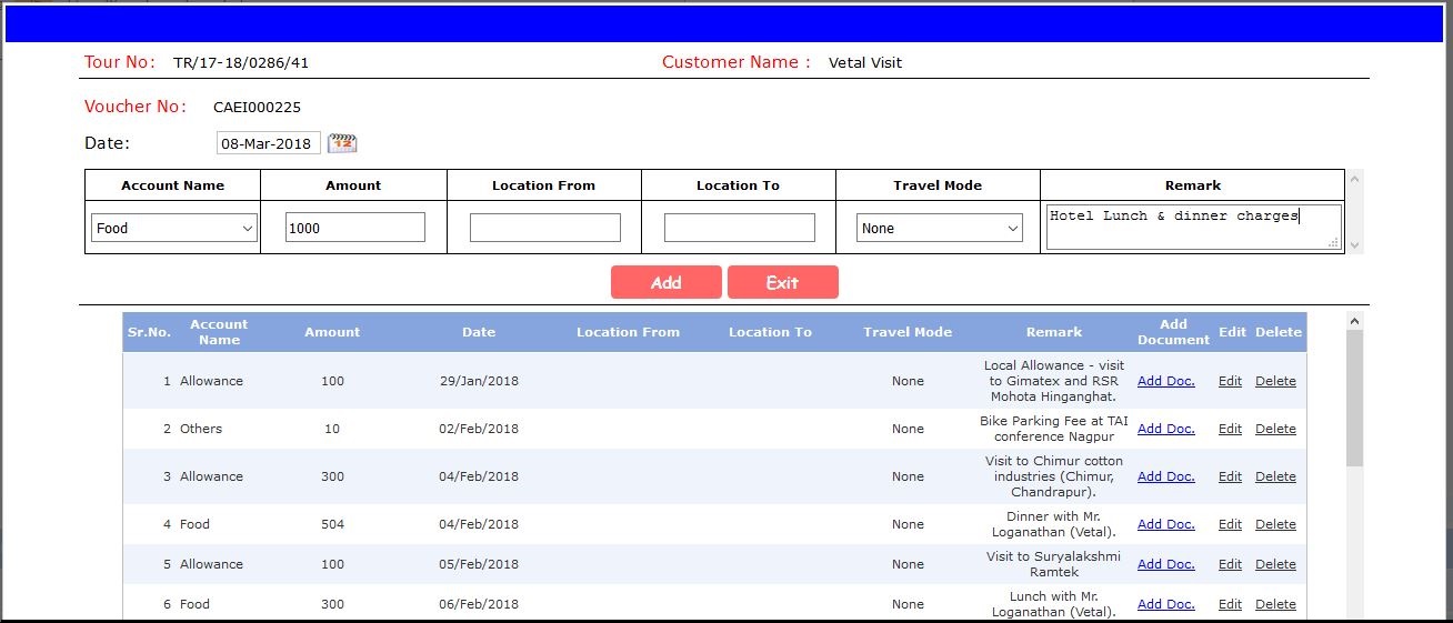 Expenses Entry