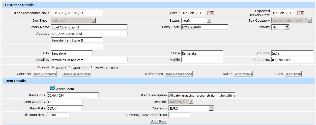 Sales Order Entry 