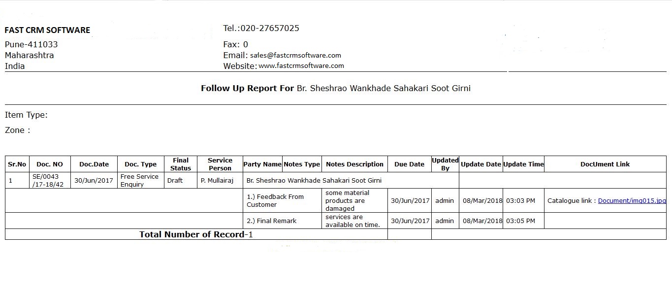 Service History Report 